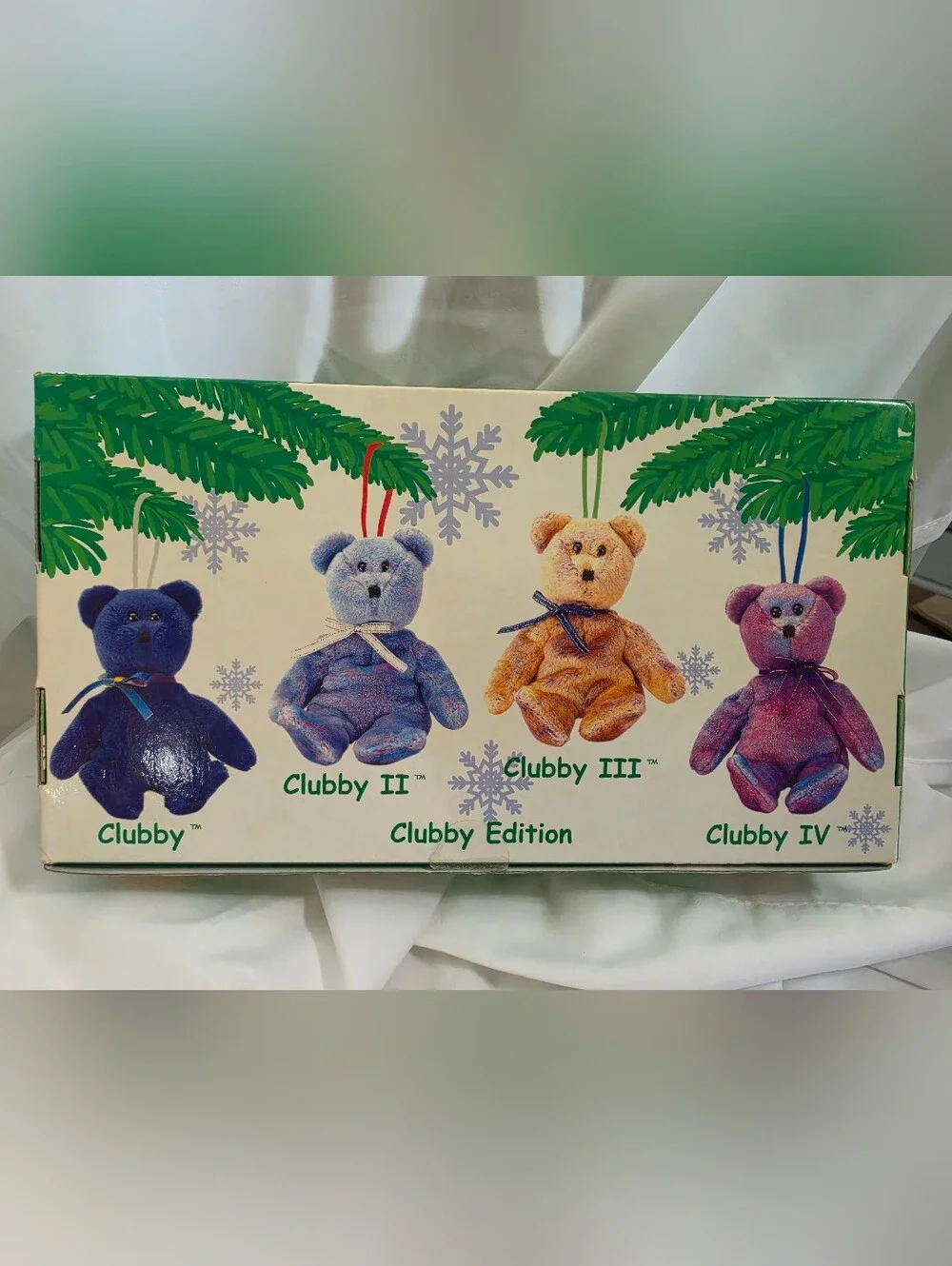 Vintage TY Beanie Babies Bear Ornament Set of 4 NIB